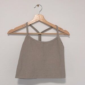 Beyond Yoga Space Dye Slim Racerback Crop Tank in Birch Heather